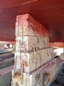 These are the blocks supporting the hull of the 60 ton Grace Bailey